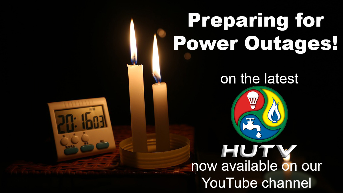 Lit candles on a table. Preparing for power outages on the next HUTV, now available on our YouTube channel.