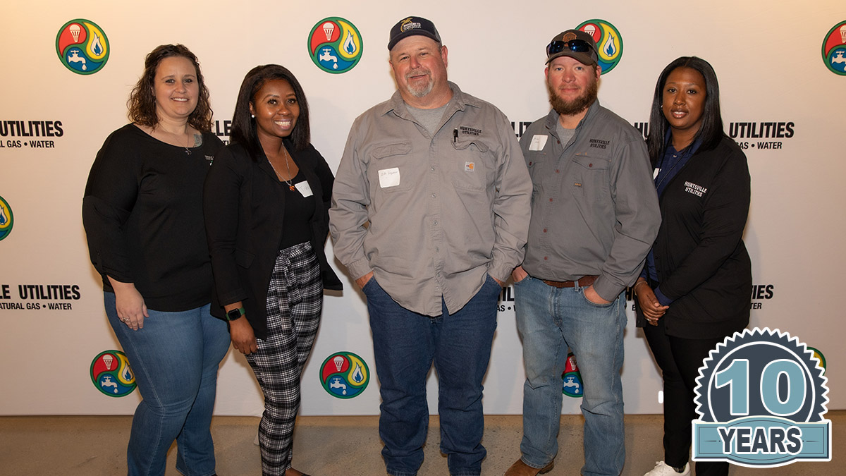 Employees marking 10 years with Huntsville Utilities