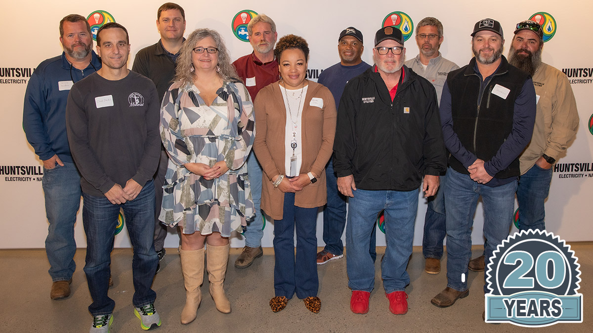 Employees marking 20 years with Huntsville Utilities